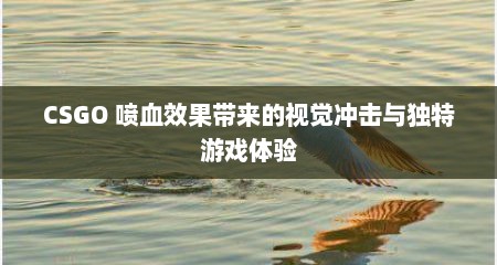 CSGO 喷血效果带来的视觉冲击与独特游戏体验