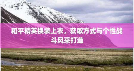 和平精英换装上衣，获取方式与个性战斗风采打造