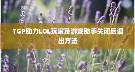TGP助力LOL玩家及游戏助手关闭后调出方法