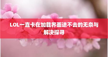 LOL一直卡在加载界面进不去的无奈与解决探寻