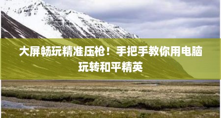 大屏畅玩精准压枪！手把手教你用电脑玩转和平精英