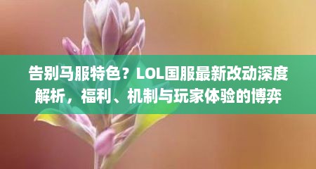 告别马服特色？LOL国服最新改动深度解析，福利、机制与玩家体验的博弈