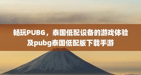畅玩PUBG，泰国低配设备的游戏体验及pubg泰国低配版下载手游