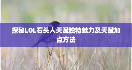 探秘LOL石头人天赋独特魅力及天赋加点方法