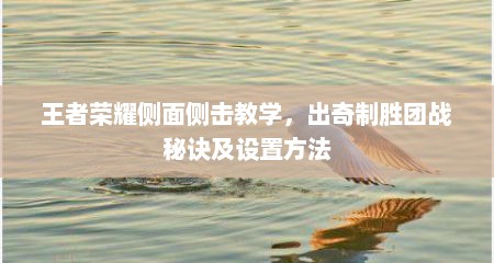 王者荣耀侧面侧击教学，出奇制胜团战秘诀及设置方法